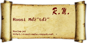 Rossi Máté névjegykártya