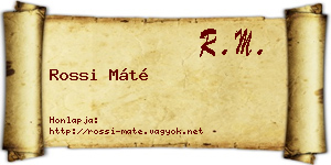 Rossi Máté névjegykártya